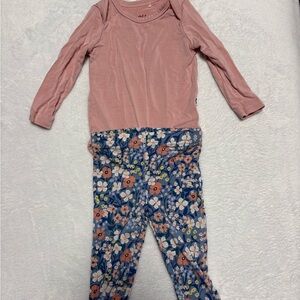 Little Sleepies Petite Petals Leggings and Mauve Blush Bodysuit 0-3 EUC